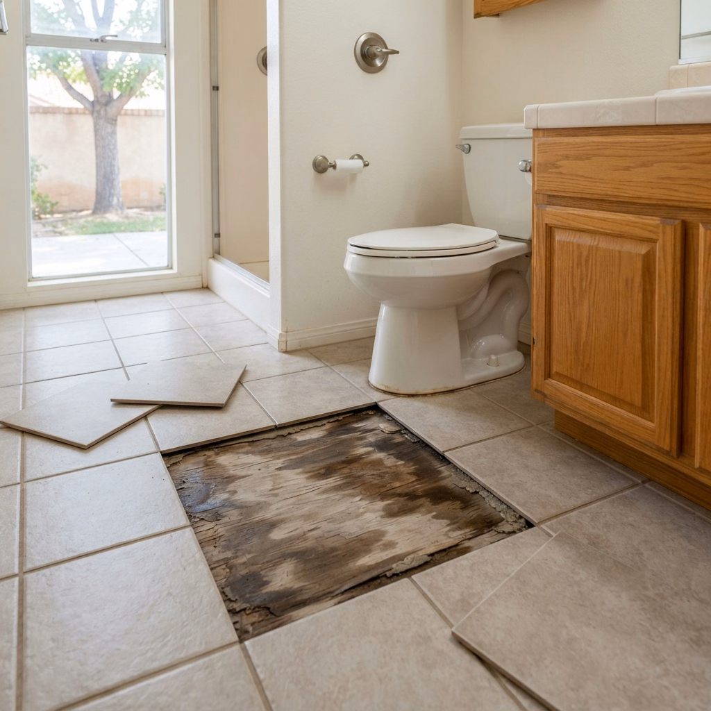 Catalog 01 Water Damage Under Bathroom Flooring | Riverside County Catalog 01 Water Damage Under Bathroom Flooring in Riverside County.