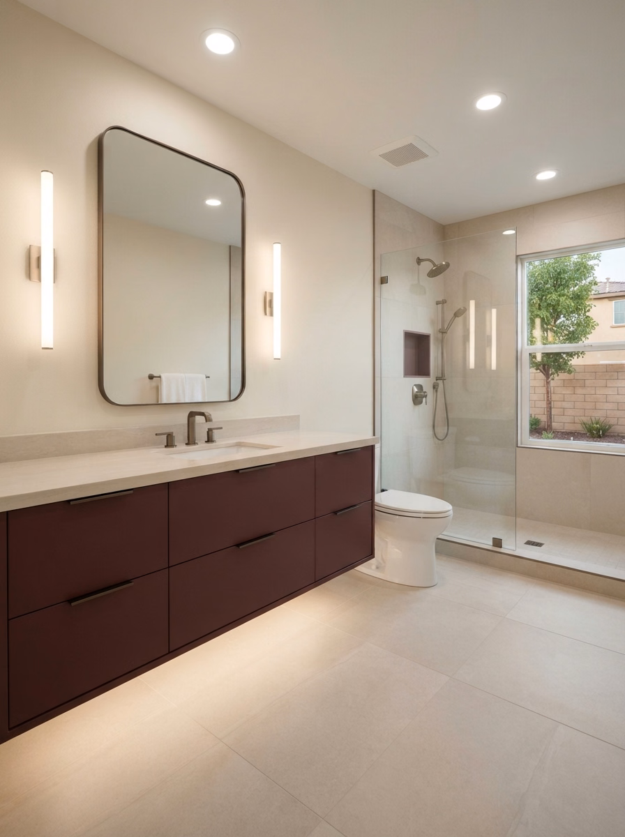 Bathroom lighting issue detail in Riverside County.