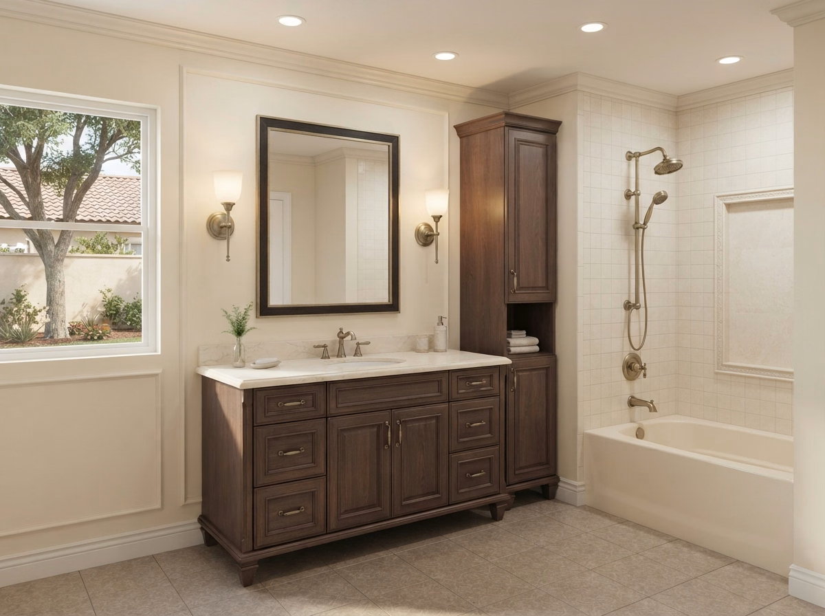 Classic Traditional Bathroom Lighting | Riverside County Classic Traditional Bathroom Lighting in Riverside County.