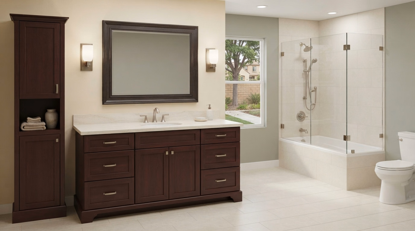Traditional and Transitional Vanity Installation in Riverside County.