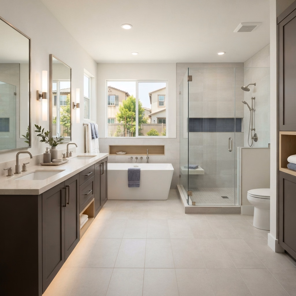 Master Bath Eastvale Ca Bathtub Installation in Riverside County.