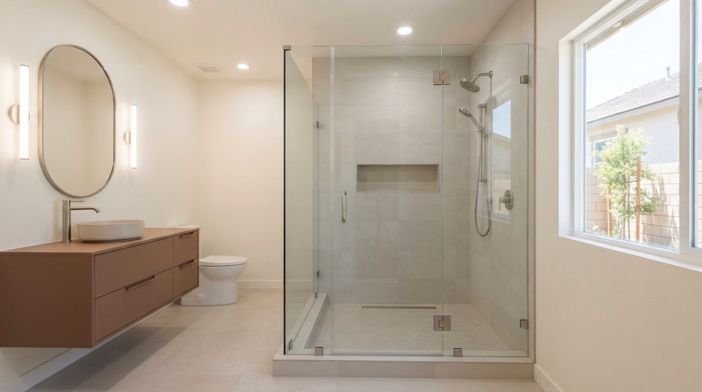 Frameless Glass Shower Remodeling | Riverside County Frameless Glass Shower Remodeling in Riverside County.