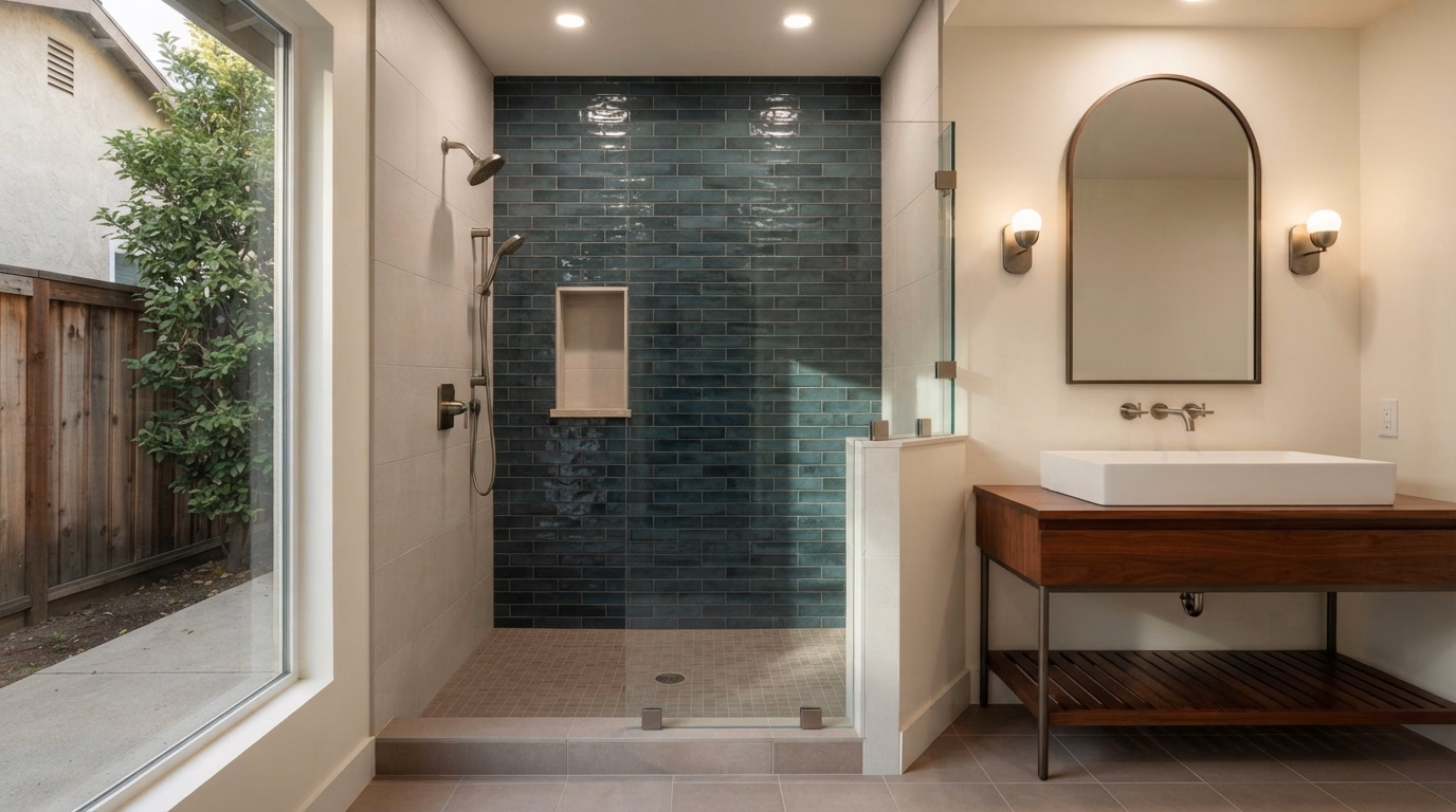 Textured Brick Tile Shower Remodeling | Riverside County Textured Brick Tile Shower Remodeling in Riverside County.