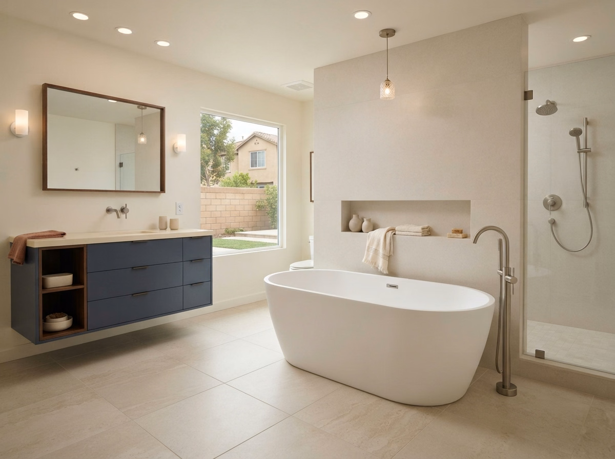 Freestanding Corona Ca Shower to Tub Conversion in Riverside County.