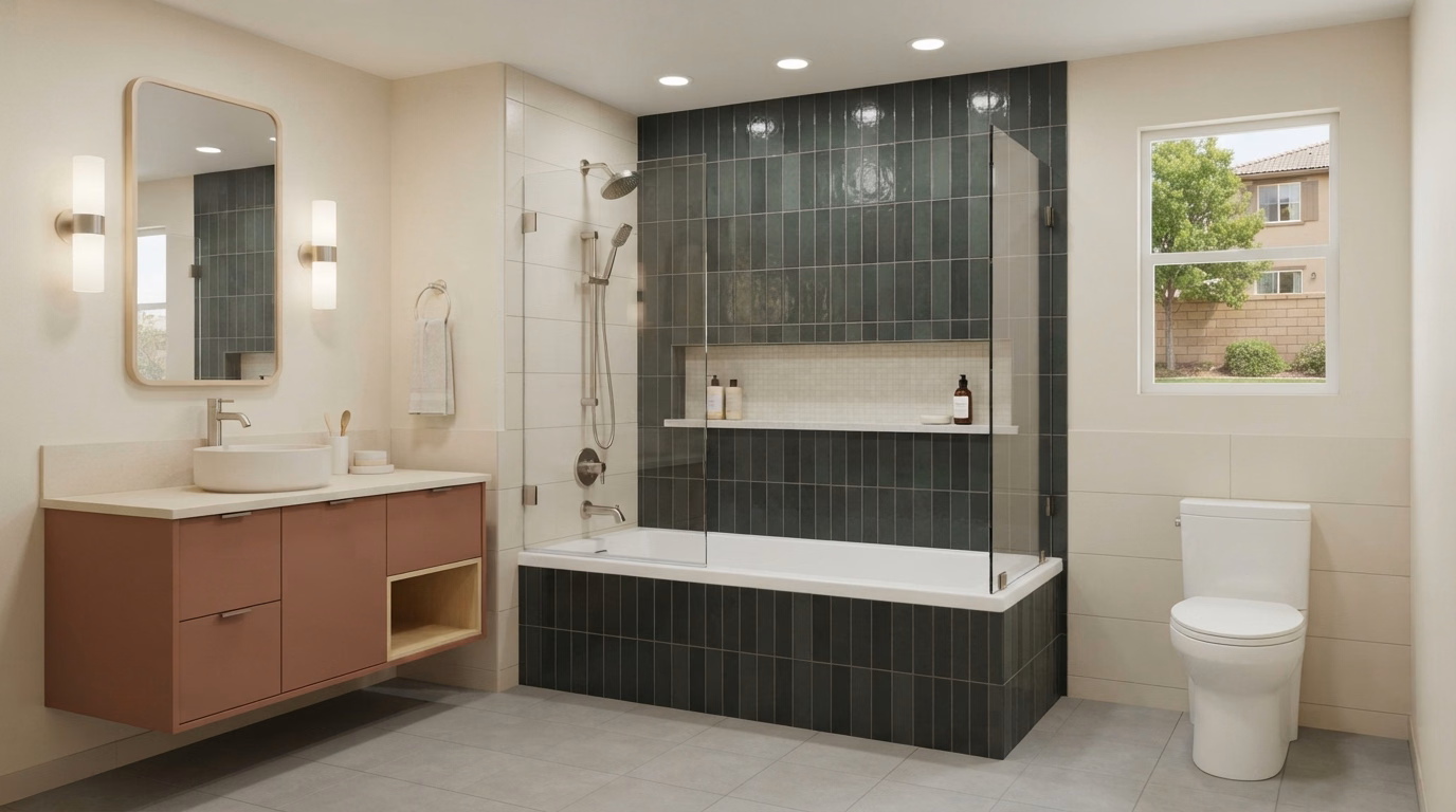 Tile Surround Murrieta Ca Shower to Tub Conversion in Riverside County.