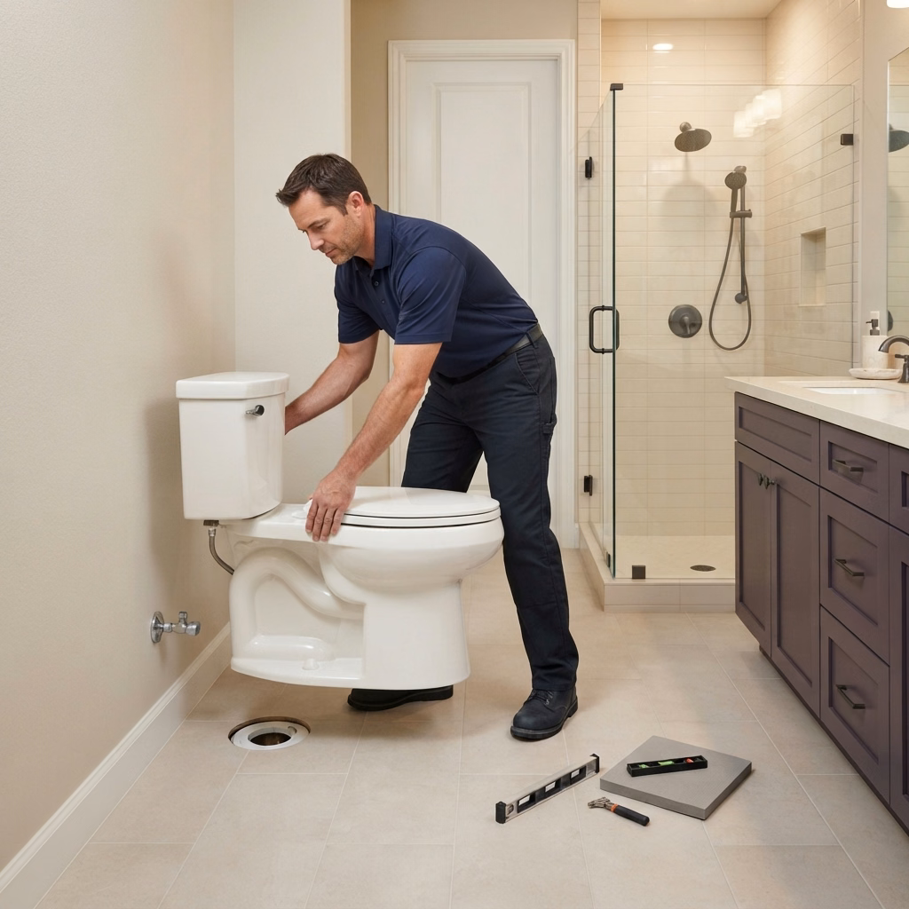 Built in Not Bolted on Toilet Installation 2 | Riverside County Built in Not Bolted on Toilet Installation 2 in Riverside County.