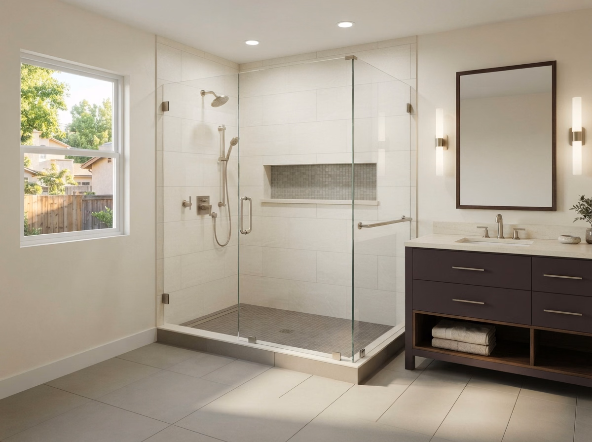 Curbless Riverside Ca Tub to Shower Conversion in Riverside County.