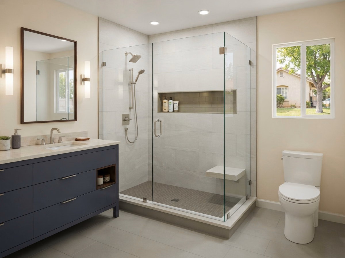 Tub to Shower Conversion Be Honest with Yourself Detail in Riverside County.
